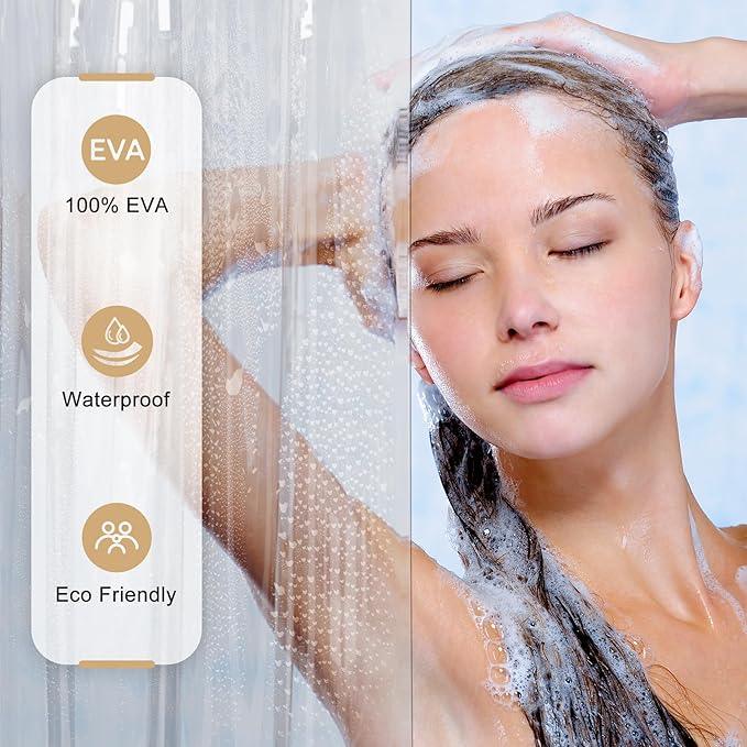 AmazerBath Shower Curtain Liner, 100% EVA Silky Soft Clear Heavy Duty Shower Curtain and Liner 2-in-1, 72x72 Luxury Plastic Weighted Bathroom Shower Liner, 12 Rustproof Grommets & 3 Heavyweight Stones - ModernBath