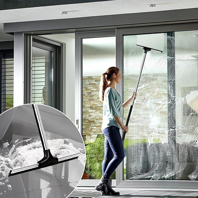 YOUNITA Floor Squeegee Scrubber 59" Long Stainless Steel Handle with 10" Wide Silicon Rubber Blade for Floor Washing and Drying Shower Glass, Garage, Windows, Marble, Wood Surfaces - ModernBath