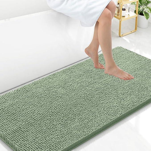 Arotive Bathroom Rugs 47x24, Extra Soft Absorbent Shaggy Chenille Bath Rugs, Machine Washable Rubber Backing Non-Slip Bath Mats for Bathroom Floor Tub and Shower, Home Decor Accessories, Sage Green - ModernBath