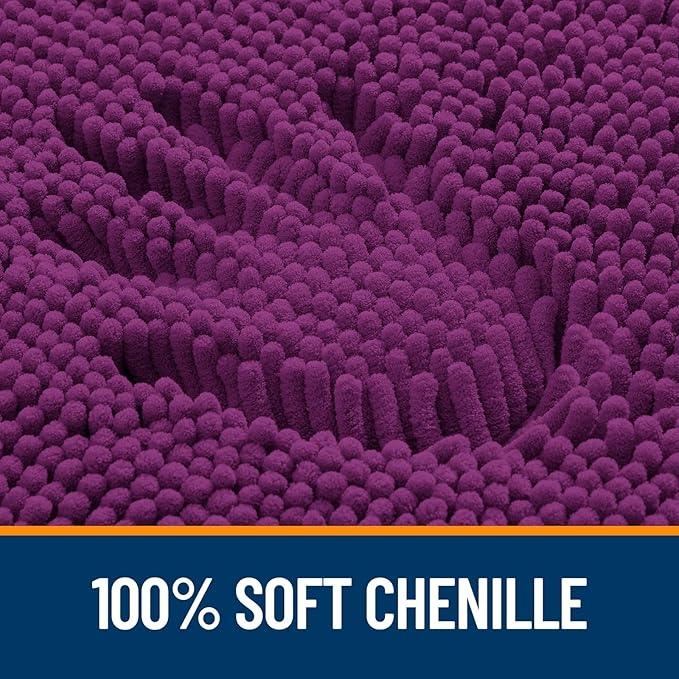 OLANLY Bathroom Rugs 24x16, Extra Soft Absorbent Chenille Bath Rugs, Rubber Backing Quick Dry, Machine Washable Bath Mats for Bathroom Floor, Tub and Shower, Home Decor Accessories, Purple - ModernBath