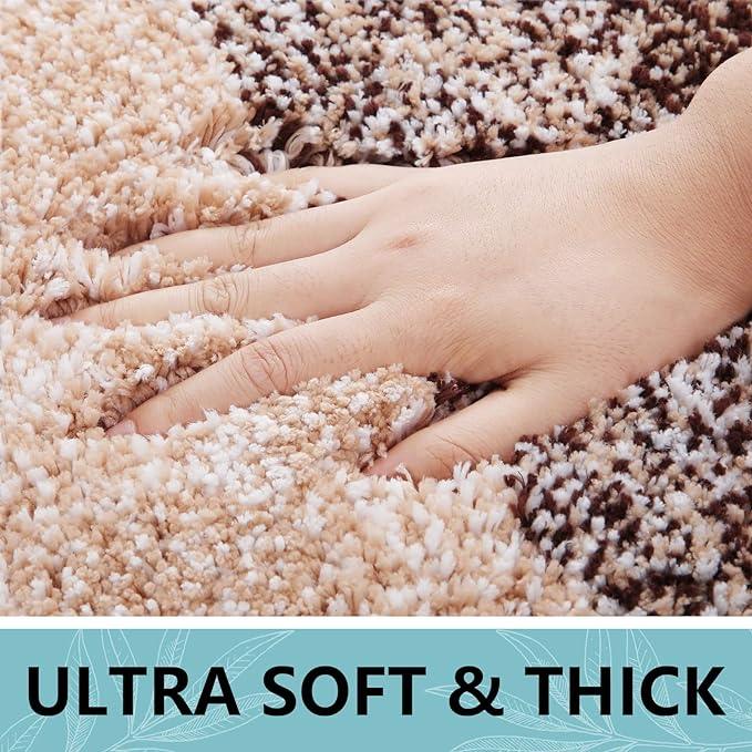 Arotive Microfiber Bathroom Rugs, Shaggy Soft and Absorbent Bath Rug, Non-Slip, Thick Plush Machine Washable Dry Bath Mats for Bathroom, Tub and Shower, 24x16, Brown, Rectangular - ModernBath