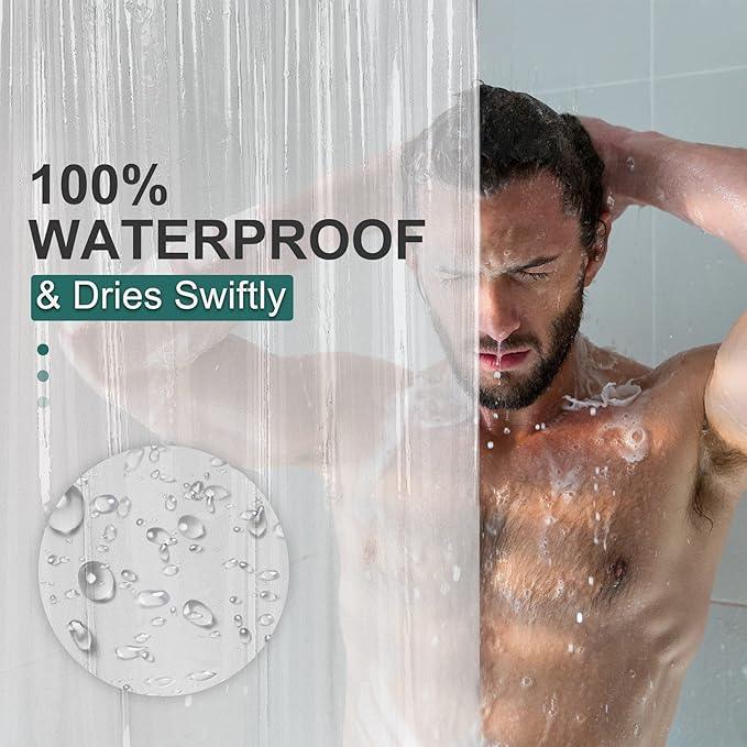 AmazerBath Clear Shower Curtain, 72x72 Plastic Shower Curtain, PEVA Waterproof Shower Curtain, Medium Weight Shower Curtains for Bathroom with 3 Weighted Magnets and 12 Rustproof Grommet Holes - ModernBath