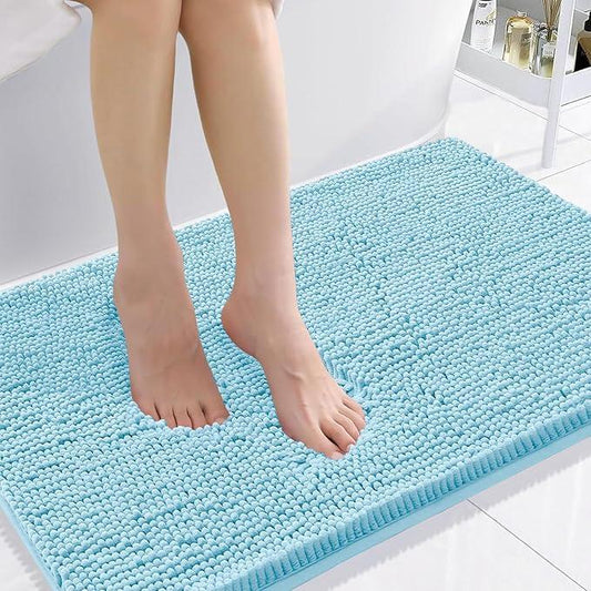 Smiry Luxury Chenille Bathroom Rugs 36x24, Extra Soft and Absorbent Shaggy Bath Mat, Machine Washable, Non-Slip Plush Carpet Runner for Tub, Shower, and Floor, Home Decor Accessories, Sky Blue - ModernBath