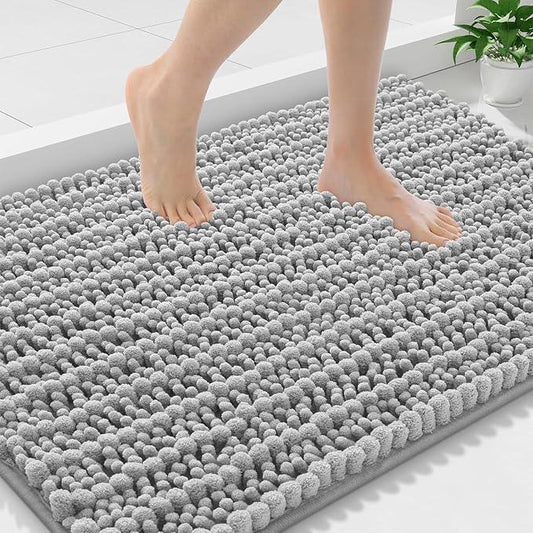 Smiry Bathroom Rugs Mat 30x20, Extra Soft Absorbent Chenille Bath Rugs, Non Slip Rubber Backing Machine Washable Quick Dry Bath Mats for Bathroom Floor, Tub, Shower, Home Decor Accessories, Light Grey - ModernBath