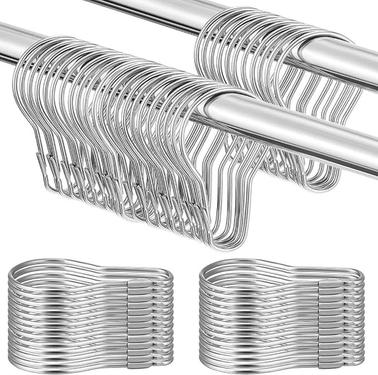 Gisafai 300 Pcs Metal Shower Curtain Hooks Rust Proof Hanging Shower Clips Curtain Rings Practical Hanger for Home Bathroom Bedroom Kitchen Rods Application (Silver)