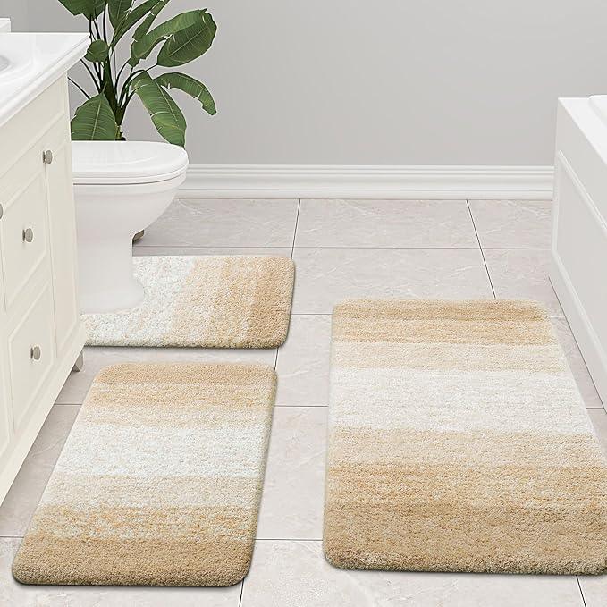 Arotive Microfiber Bathroom Rugs, Shaggy Soft and Absorbent Bath Rug, Non-Slip, Thick Plush Machine Washable Dry Bath Mats for Bathroom, Tub and Shower, 54x24, Camel, Rectangular - ModernBath