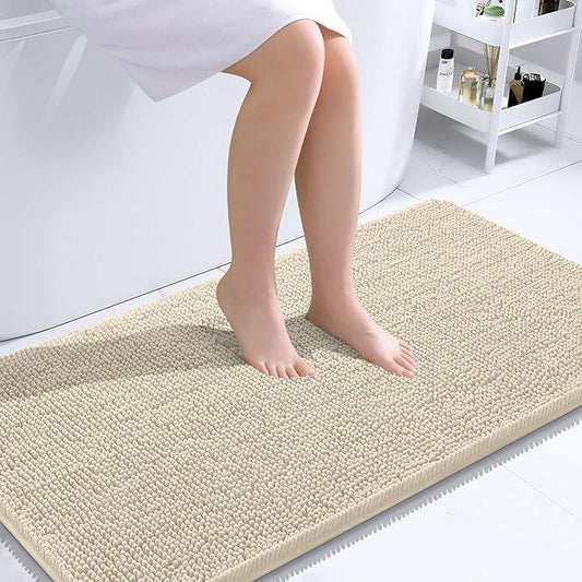 OLANLY Bathroom Rugs 44x24, Extra Soft Absorbent Chenille Bath Rugs, Rubber Backing Quick Dry, Machine Washable Bath Mats for Bathroom Floor, Tub and Shower, Home Decor Accessories, Sand - ModernBath