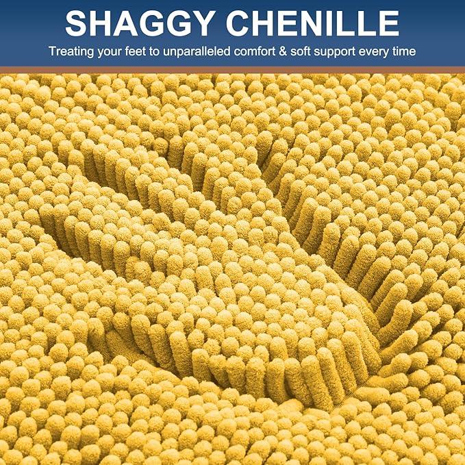 Smiry Luxury Chenille Bathroom Rugs 34x21, Extra Soft and Absorbent Shaggy Bath Mat, Machine Washable, Non-Slip Plush Carpet Runner for Tub, Shower, and Floor, Home Decor Accessories, Yellow - ModernBath