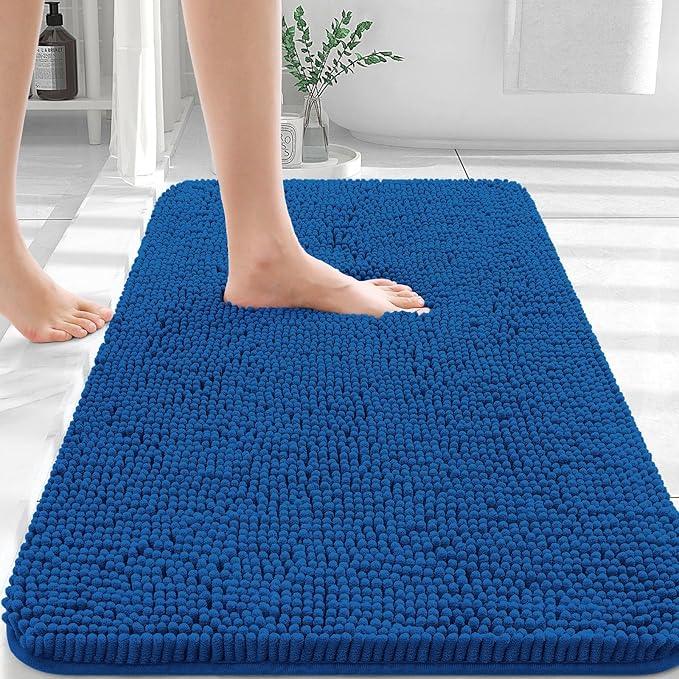 OLANLY Bathroom Rugs 30x20, Extra Soft Absorbent Chenille Bath Rugs, Rubber Backing Quick Dry, Machine Washable Bath Mats for Bathroom Floor, Tub and Shower, Home Decor Accessories, Deep Navy Blue - ModernBath