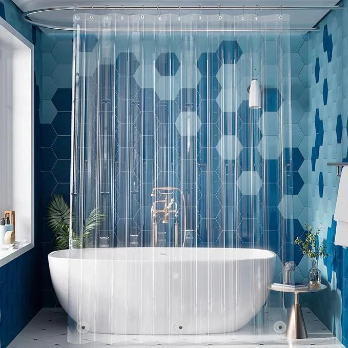 Titanker Extra Long Shower Curtain Liner 72x96 Clear Plastic Shower Liner Lightweight PEVA Waterproof Shower Curtain Liner for Bathroom with Magnets and Rustproof Grommets - ModernBath