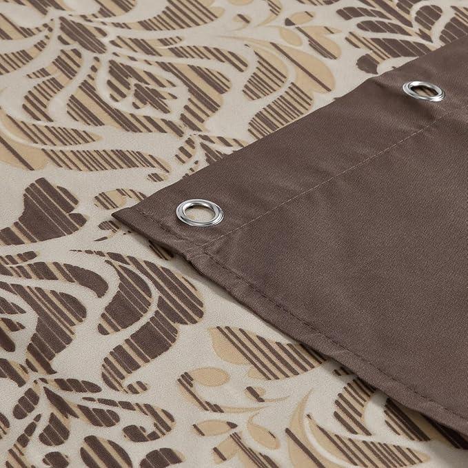 BESTRIPES Long Fabric Shower Curtain, Brown Damask Print Cloth Shower Curtains for Bathroom, Waterproof Bathroom Curtains, 78" W x 78" H - ModernBath