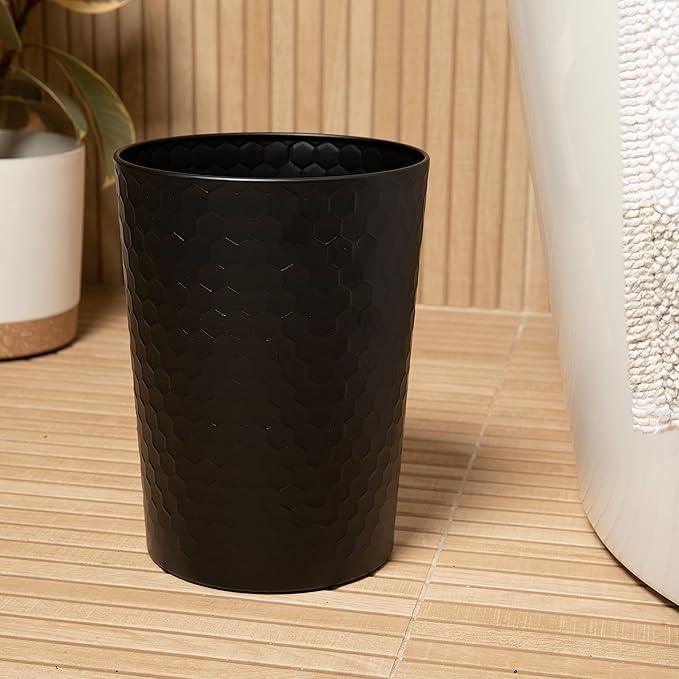 zccz 6 Piece Bathroom Accessories Set, Toothbrush Holder, Toothbrush Cup, Soap Dispenser,Bathroom Vanity Tray, Qtip Holder, Trash Can - Black - ModernBath