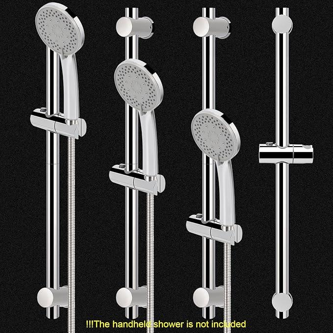 NearMoon Shower Slide Bar with Height/Angle Adjustable Handheld Shower Holder, Bathroom SUS 304 Stainless Steel Shower Head Holder for Bath (Screw Mounted, Chrome Finish) - ModernBath