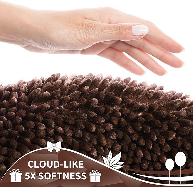 Yimobra Toilet Rugs U Shaped Washable, Extra Thick Soft Absorbent Chenille Contour Bathroom Rugs for Toilet 24x20 Inch, Quick Dry Non Slip Toilet Mat for Bath Floor, Brown - ModernBath