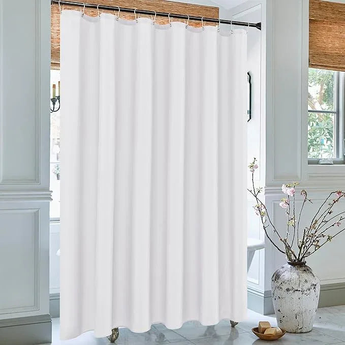 Biscaynebay Fabric Extra Wide Shower Curtain Liners, White 96" Width by 72" Length, Water Resistant Bathroom Curtains, Rust Resistant Grommets Top Weighted Bottom Machine Washable - ModernBath