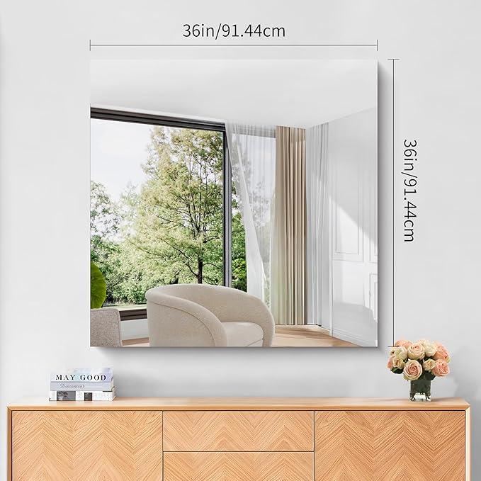 KOCUUY Large Frameless Mirror,36x36 Inch Square Bathroom Vanity Mirror for Over Sink, Upgraded Shatterproof Unframed Design for Bedroom, Living Room, Entryway - ModernBath