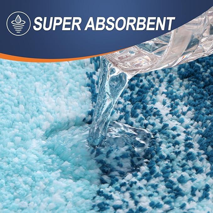OLANLY Bathroom Runner Rugs 70x24, Extra Soft Absorbent Microfiber Bath Rugs, Rubber Backing, Quick Dry, Washable Bath Mats for Bathroom Floor, Tub and Shower, Home Decor Accessories, Peacock Blue - ModernBath