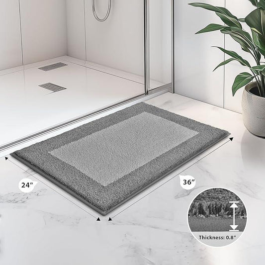 anllugs Bathroom Rugs 24" x 36", Non-Slip Extra Soft Absorbent Bath Rugs, Machine Washable Quick Dry Bath Mats for Bathroom Floor, Shower, Bathtub and Sink, Grey & Dark Grey - ModernBath