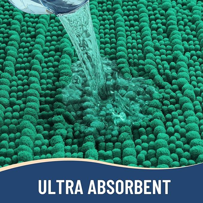 Arotive Luxury Chenille Bathroom Rug Mat, Extra Soft Thick Absorbent Shaggy Bath Rugs, Non-Slip Machine Wash Dry, Plush Bath Mats for Bathroom, Shower and Tub, 30x20, Emerald - ModernBath