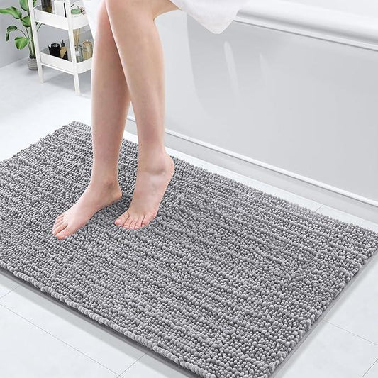 Arotive Luxury Chenille Bathroom Rug Mat, Extra Soft Thick Absorbent Shaggy Bath Rugs, Non-Slip Machine Wash Dry, Plush Bath Mats for Bathroom, Shower and Tub, 44x24, Grey - ModernBath