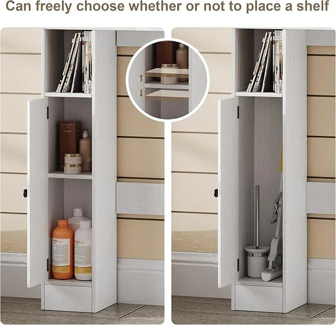 ChooChoo Over The Toilet Storage Cabinet, Farmhouse Bathroom Shelf Over Toilet with Adjustable Shelves, Above Toilet Storage Cabinet with Sliding Door for Bathroom, Laundry Room, Antique White - ModernBath
