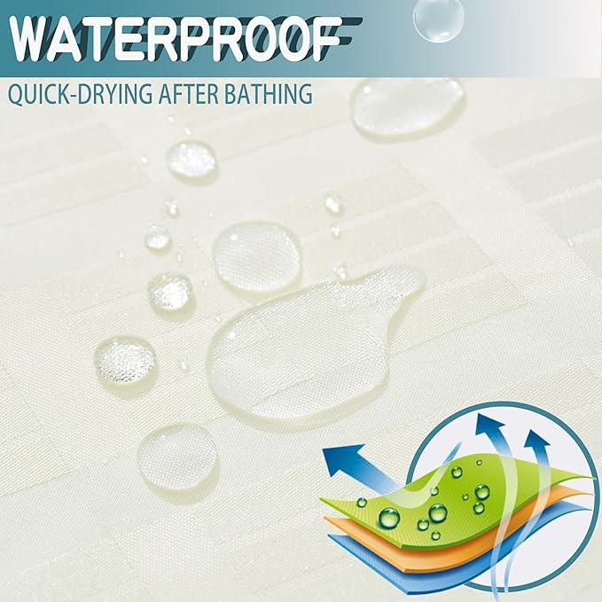 Conbo Mio Extra Wide No Hook Shower Curtain with Snap in Liner Set, 108" x 74" Hotel Luxury Beige Shower Curtains for Bathroom with See Through Top Window, Waterproof, Washable 108W x 74H - ModernBath