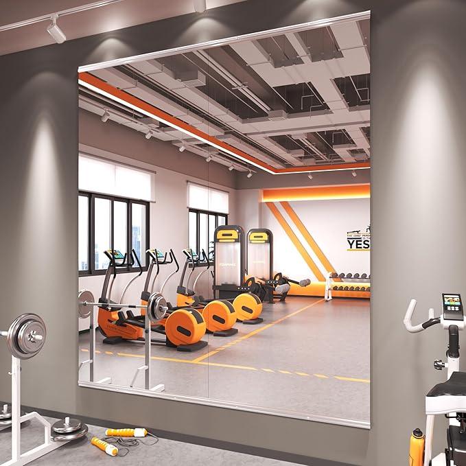 Amorho 72''x32''(Each)-2PCS Gym Mirror, Tempered Glass, Frameless Full Body Mirror for Home, Yoga Studios, Dance Rooms, Garage Gyms. - ModernBath