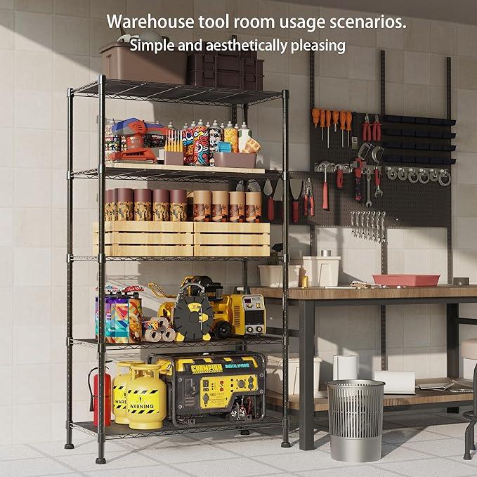 REGILLER 5-Wire Shelving Metal Storage Rack Adjustable Shelves,17.7" D×35.4" W×72.3" H Standing Storage Shelf Units for Laundry Bathroom Kitchen Pantry Closet - ModernBath
