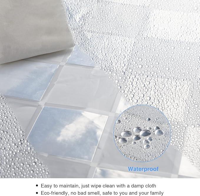 WELTRXE EVA Shower Curtain Liner 72x72 Inch 8G Heavy Duty Clear Shower Liner with Design, Plastic Shower Curtains for Bathroom Bathtub, Shower Stall, 3D Frosted Square Pattern, 3 Magnets - ModernBath