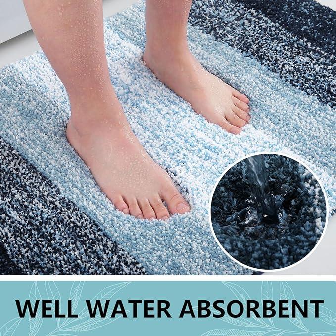 Arotive Microfiber Bathroom Rugs, Shaggy Soft and Absorbent Bath Rug, Non-Slip, Thick Plush Machine Washable Dry Bath Mats for Bathroom, Tub and Shower, 44x24, Dark Blue, Rectangular - ModernBath