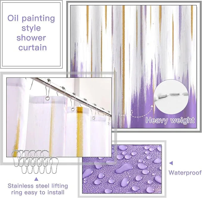 WSBArt 32PCS Bathroom Sets with Shower Curtain and Rugs-Purple Bathroom Accessories,Non Slip Bathroom Rugs Set with Toilet Lid Cover, Waterproof Shower Curtain, 3PC Soap Dispenser with Trash Can - ModernBath