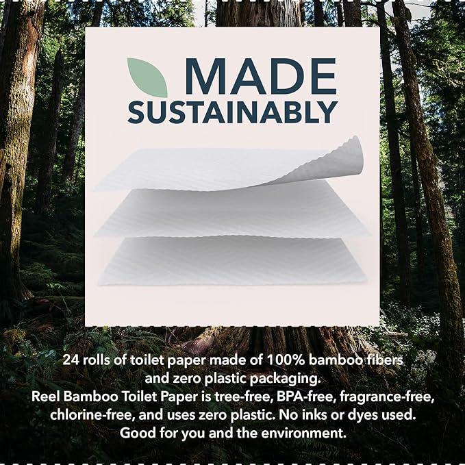 Bulk Reel Premium Toilet Paper - 2 Pack - 48 Rolls of Toilet Paper - 3-Ply Made From Tree-Free - Zero Plastic Packaging - ModernBath