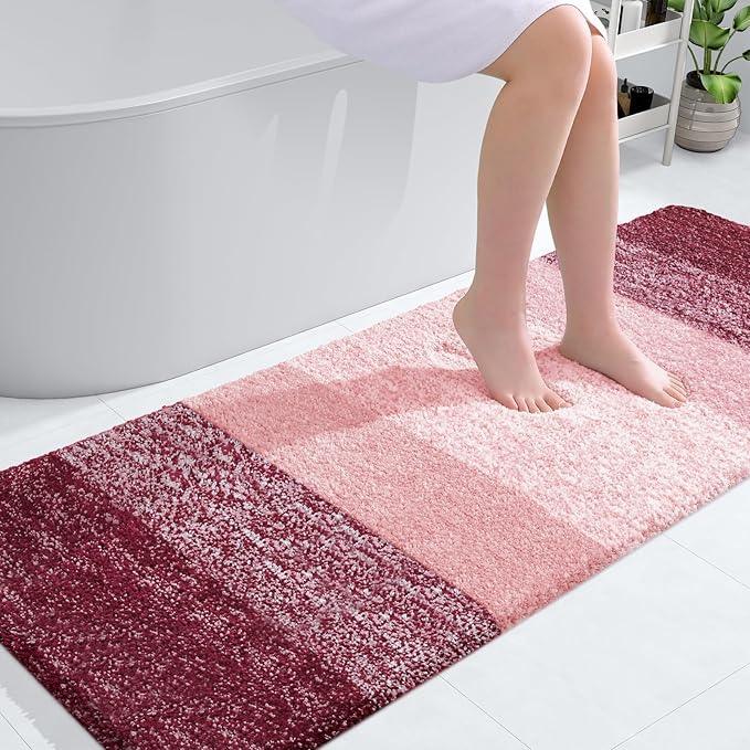 OLANLY Bathroom Runner Rugs 59x24, Extra Soft Absorbent Microfiber Bath Rugs, Rubber Backing, Quick Dry, Machine Washable Bath Mats for Bathroom Floor, Tub and Shower, Home Decor Accessories, Red - ModernBath