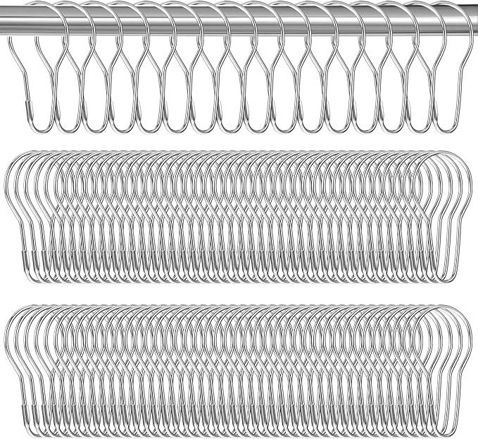 200 PCS Shower Curtain Hooks, Rust-Proof Metal Bathroom Curtain Rings for Bathroom Shower Rods Curtains（Silver） - ModernBath