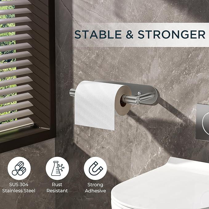 FORIOUS Toilet Paper Holder, Adhesive or Screw Wall Mount Pivoting Tissue Roll Holder for Bathroom, Stainless Steel Rustproof Self Adhesive Toilet Paper Roll Holder no Drilling, Brushed Nickel - ModernBath