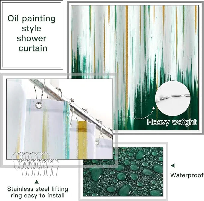 WSBArt 32PCS Bathroom Sets with Shower Curtain and Rugs-Dark Green Bathroom Accessories,Non Slip Bathroom Rugs Set with Toilet Lid Cover, Waterproof Shower Curtain, 3PC Soap Dispenser with Trash Can - ModernBath