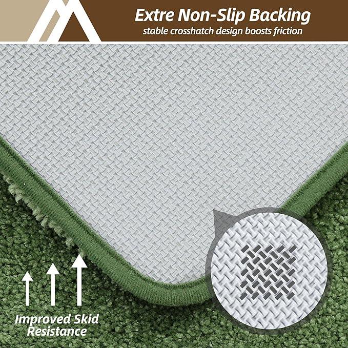 COSY HOMEER Toilet Rugs U-Shaped 24"x20",Soft Absorbent Bath Mat with Non-Slip TPR Backing, Machine Washable Shaggy Bath Rug for Toilet,Green - ModernBath