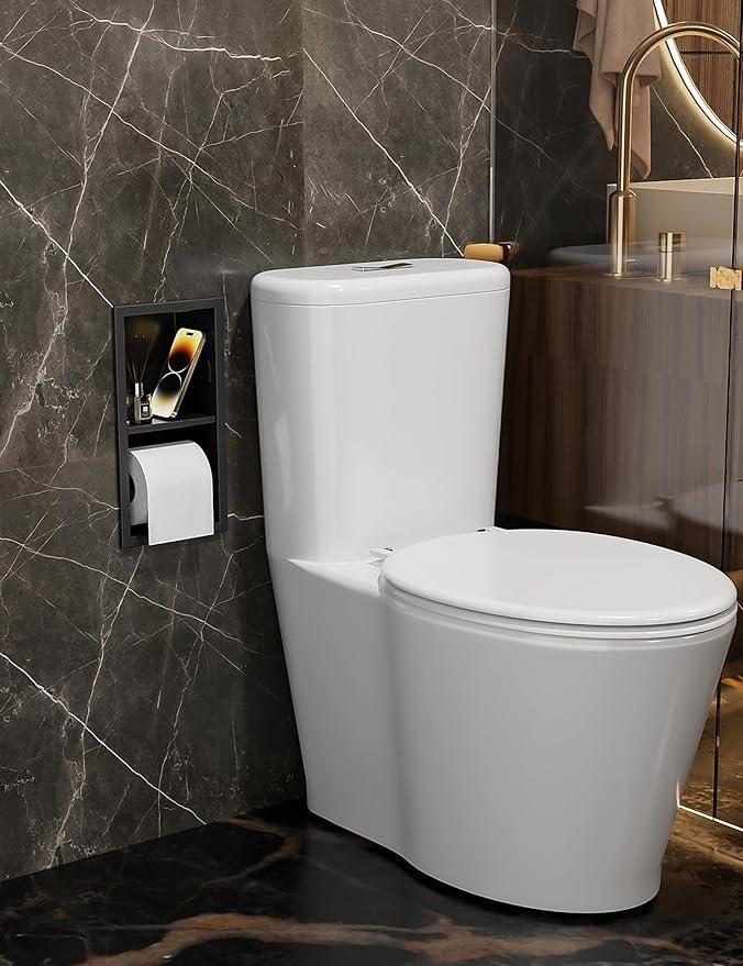 Toilet Paper Dispenser with Recessed Wall Niche for Storage,Stainless Steel Toilet Paper Holder with Shelf,Brushed,15.9inX7.9inX4.9in (Matte Black, 12.2 * 4.8 * 3.9 in) - ModernBath