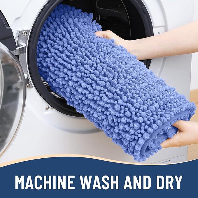 Arotive Luxury Chenille Bathroom Rug Mat, Extra Soft Thick Absorbent Shaggy Bath Rugs, Non-Slip Machine Wash Dry, Plush Bath Mats for Bathroom, Shower and Tub, 36x24, Cornflower Blue - ModernBath