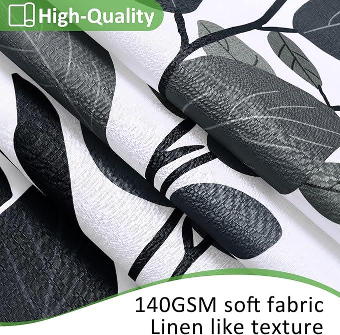 BOODII Black Stall Size Shower Curtains 36x72 inch Spring Eucalyptus Shower Stall Curtain for Bathroom Slub Texture Bath Curtain Floral Leaves Botanical Set Natural Bathroom Decor - ModernBath