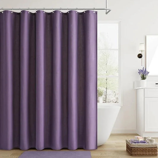 Naturoom Purple Linen Shower Curtain, Country Boho Farmhouse Bath Decor Shower Curtains Neutral Cloth Weighted Textured Fabric Bath Curtain Liner with Hooks, 72x72 - ModernBath