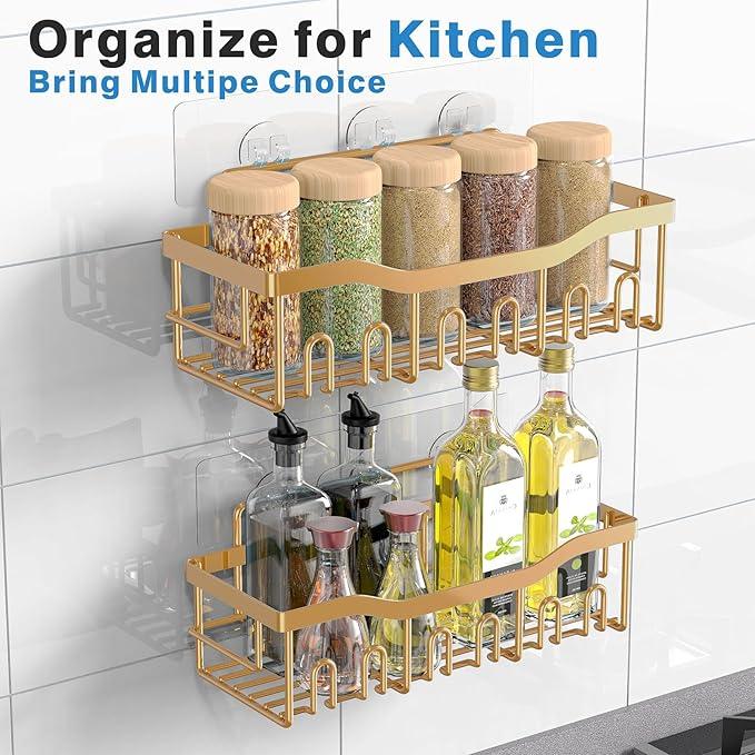 EUDELE Shower Caddy 2 Pack, Adhesive Organizer for Bathroom Storage, Home Decor & Kitchen, No Drilling, Rustproof Stainless Steel Shelf, Bathroom Decor Sets - ModernBath