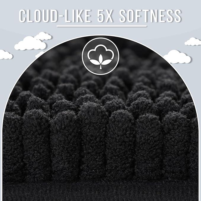 Yimobra Bathroom Rug Mat 44 x 24, Non Slip and Super Absorbent Bath Mat,Machine Washable Quick Dry,Ultra Plush Chenille Shower Rugs for Bathroom Floor Sink Tub and Shower Outside,Black - ModernBath