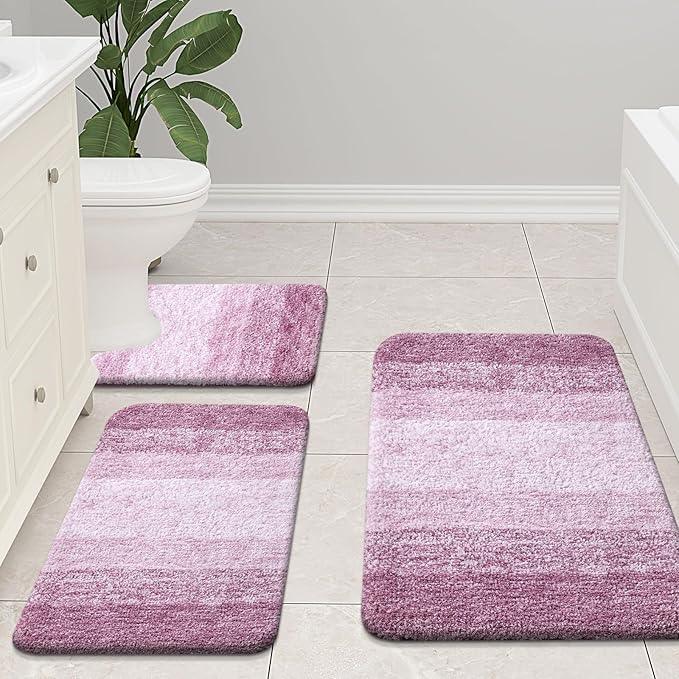 Arotive Microfiber Bathroom Rugs, Shaggy Soft and Absorbent Bath Rug, Non-Slip, Thick Plush Machine Washable Dry Bath Mats for Bathroom, Tub and Shower, 24x16, Purple, Rectangular - ModernBath