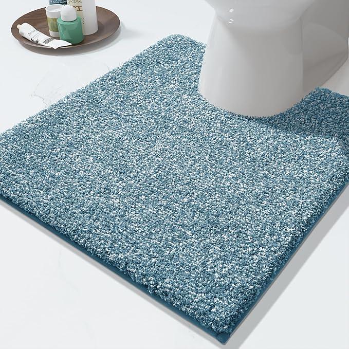 Yimobra Toilet Rugs U Shaped Washable, Soft Absorbent Microfiber Bathroom Rugs, Non Slip Quick Drying Shaggy Bath Mat,Contour Bathroom Mats for Toilet Base, Home Essentials,24x20,Denim Blue - ModernBath