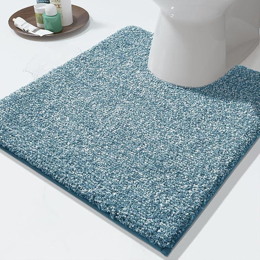 Yimobra Toilet Rugs U Shaped Washable, Soft Absorbent Microfiber Bathroom Rugs, Non Slip Quick Drying Shaggy Bath Mat,Contour Bathroom Mats for Toilet Base, Home Essentials,24x20,Denim Blue - ModernBath