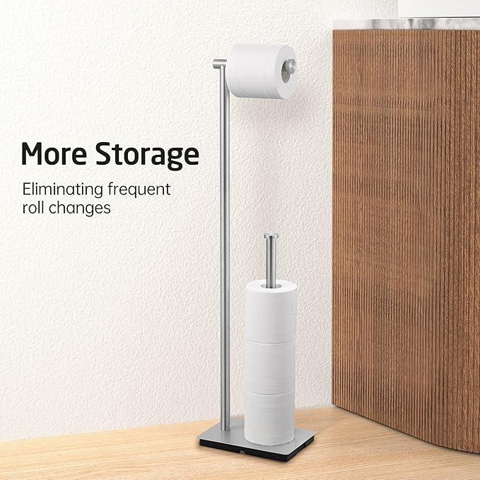 KES Freestanding Toilet Paper Holder Stand with Reserve Toilet Paper Storage for Bathroom SUS304 Stainless Steel Brushed Steel, BPH286S1B-2 - ModernBath