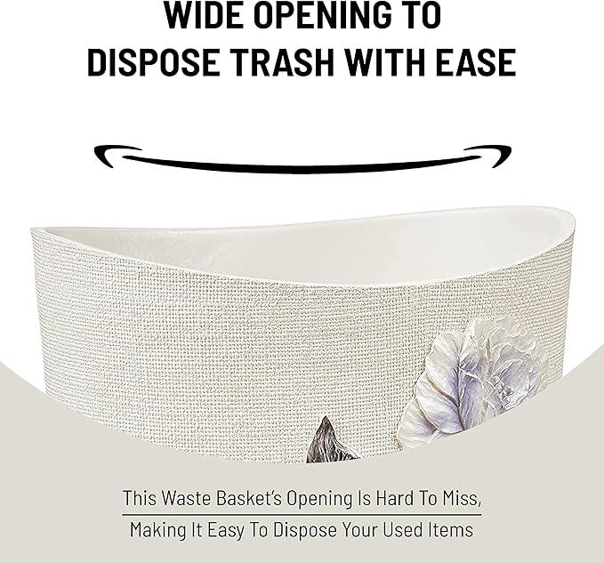 Zahari Home 2pc Michelle Bathroom Set Waste Basket & Tissue Cover Modern Classic Decor Stylish Unique Design Beautiful Floral Bathroom Accessories Set - ModernBath