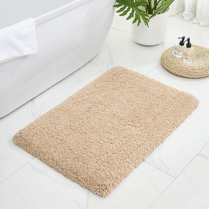 Ruggnovea Bathroom Rugs Non Slip Washable 32x20, Ultra Soft Thick Shaggy Absorbent Bath Mats, High Density Foam Latex Non Slip Backing Bath Rugs, Microfiber Bath Mats for Bathroom Floor&Sink,Beige - ModernBath