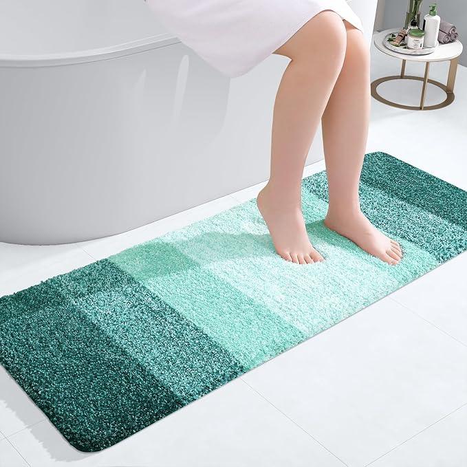 OLANLY Bathroom Runner Rugs 47x17, Extra Soft Absorbent Microfiber Bath Rugs, Rubber Backing, Quick Dry, Washable Bath Mats for Bathroom Floor, Tub and Shower, Home Decor Accessories, Blackish Green - ModernBath